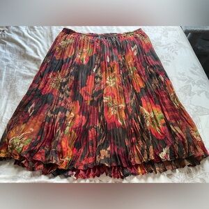 Vintage Red Brown Floral Animal Print Patchwork Midi Skirt 2X Boho Fairycore Fae